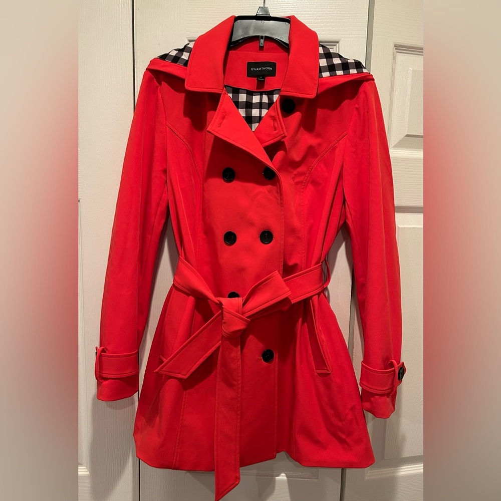 New! Double Breasted Rain Coat with Detachable Hood